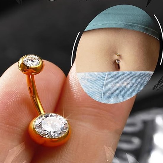 Tijdloze Elegantie: De Pracht van een Goudkleurige Navelpiercing